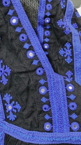 Free People Size M black/blue boogie all night lace sleeves blouse - Picture 5 of 11