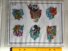 Vintage 1991 Spaulding Rogers Tattoo Flash Sheet D Series 57D Snake Phoenix