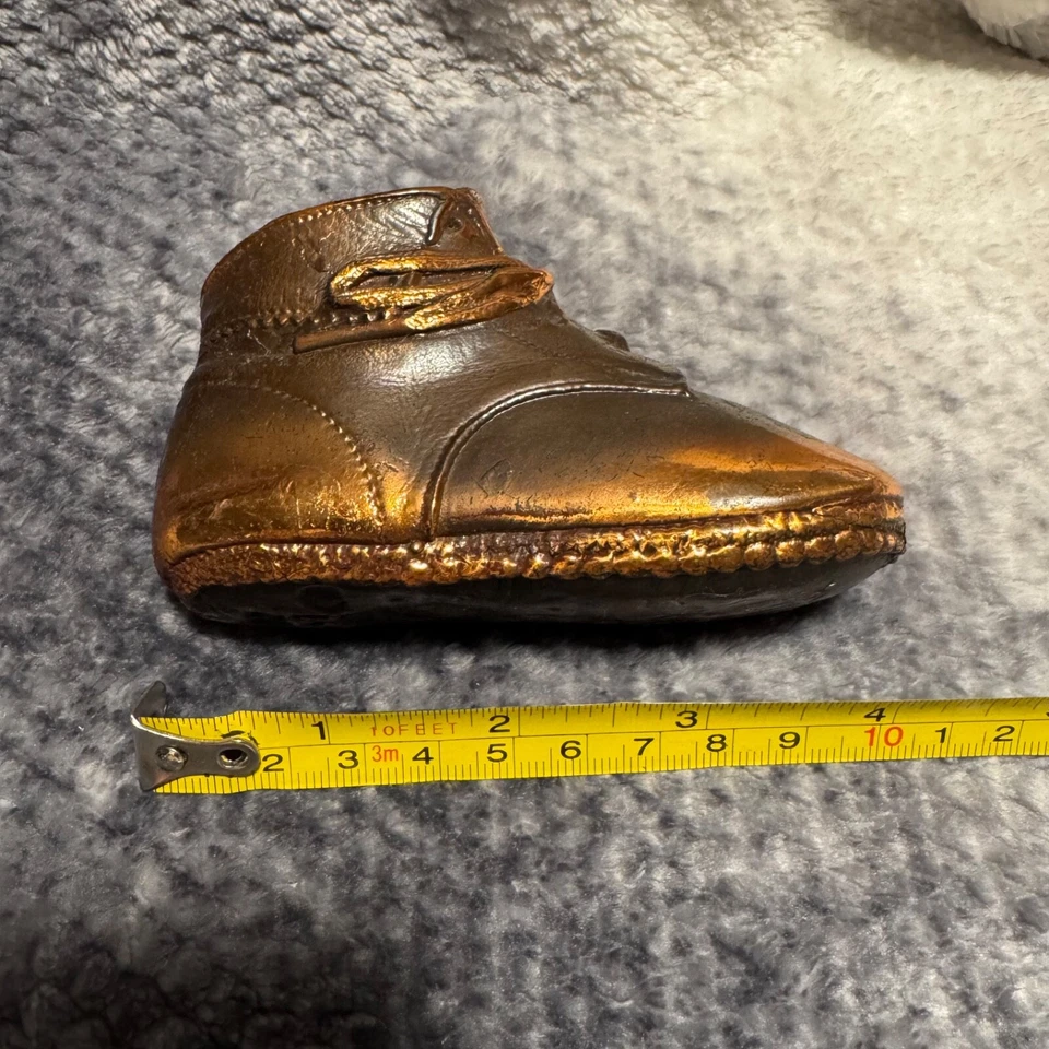 Vintage Bronzed Dipped Baby Shoe Decor Single Shoe Stamped C 2733 - Image 2 of 4