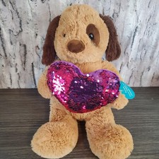 Dan Dee Brown Plush Dog w/ Sequin Heart 20