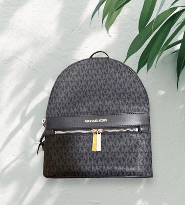 Michael Kors Michael Kenly Medium Logo Backpack Black And White