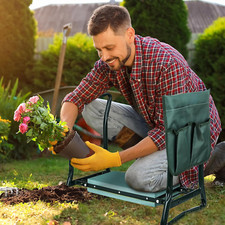 Upgraded Steel Garden Kneeler and Seat with Thicken & Widen Soft Kneeling Pad UK