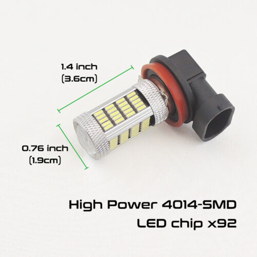 2 Xenon White H11 H8 H9 Car Pickup Truck Driving Fog Light Lamp 92-SMD LED Bulbs - Picture 2 of 11