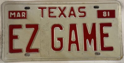 Vanity EZ EASY GAME license plate Victory Rivalry Win Crush Team Champion Player