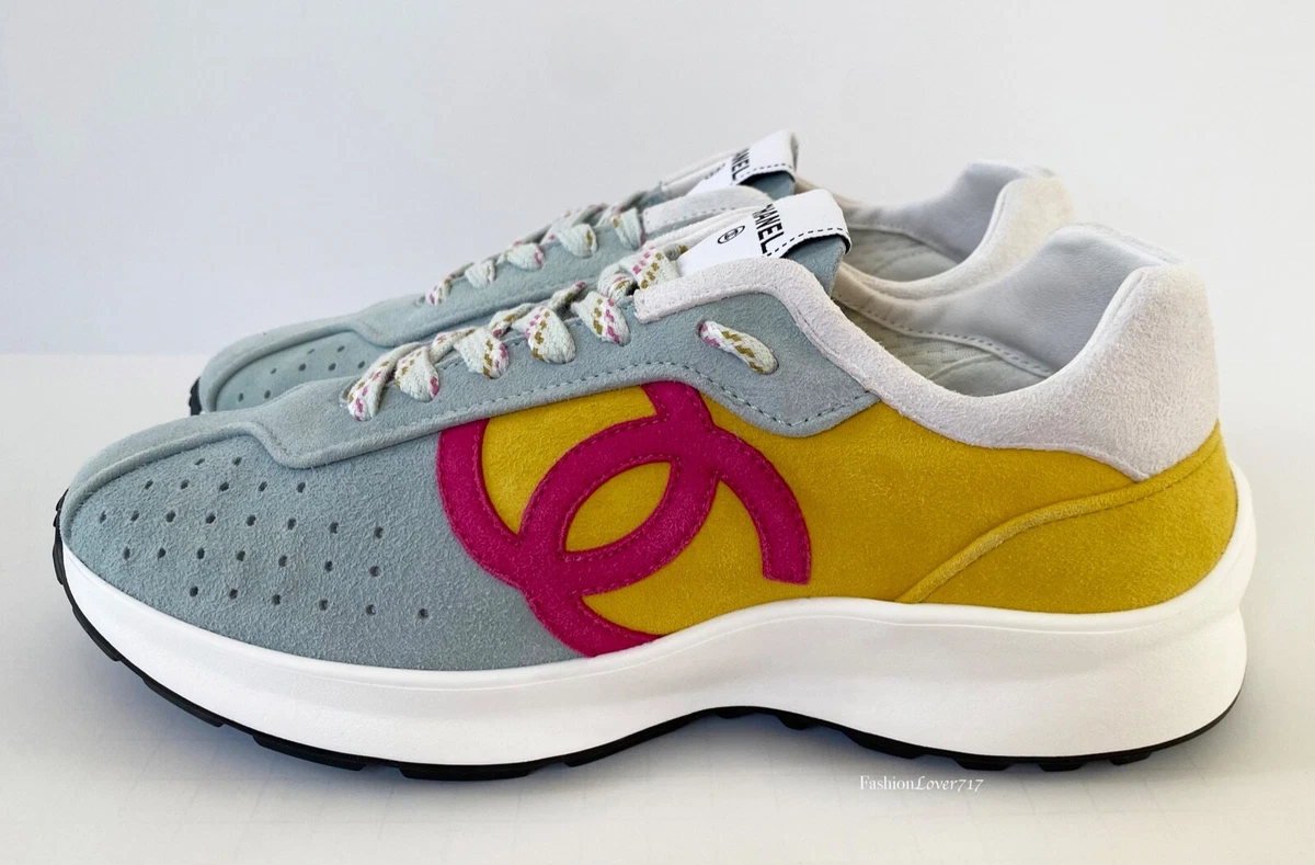 Chanel Multicolor Mesh And Suede CC Low Top Sneakers Size 38 Chanel