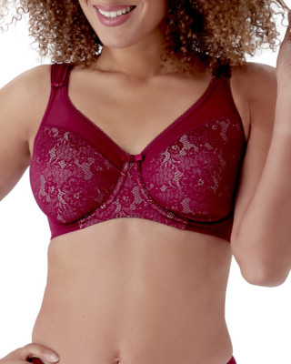 Berlei BH B521 Burgandy Beauty Minimizer BH Bügel Style glatt Blumen Cup