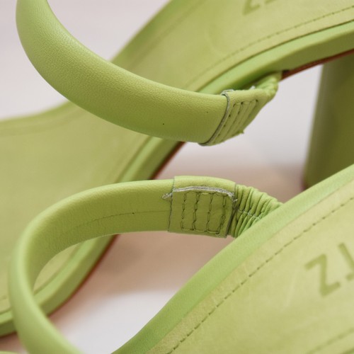 Schutz Ully Deluxe Nappa Lime Green Open Square Toe Block Heel Sandals Sz 8B - Picture 7 of 15