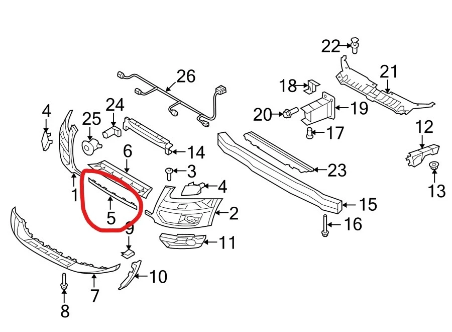 for 2009 - 2012 Q5 Front Bumper Connector Center Bar Trim AU1044100 new - Imagem 2 de 2