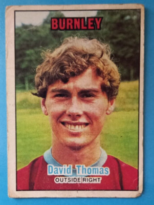 DAVE THOMAS BURNLEY AND ENGLAND 1970 A&BC ORANGE BACK CARD No 22