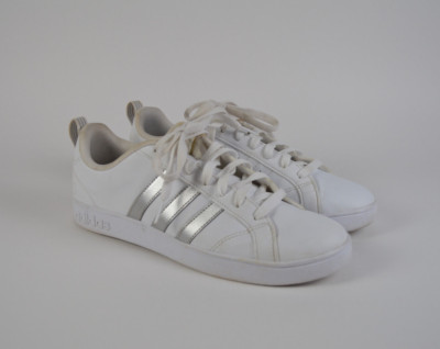 Adidas VS Advantage Sneakers White/Silver Women Size 9.5 Pre-Owned