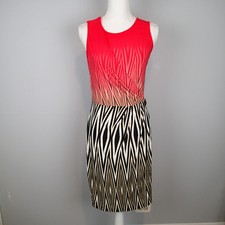 Calvin Klein Red Orange Brown Black Animal Stripe Wrap xs Sleeveless Dress 