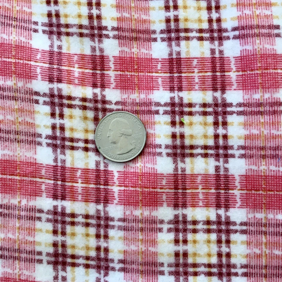 Red With Yellow Flannel Plaid Fabric 1 Yrd 20” By 44” - Image 2 of 3