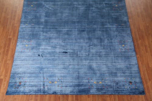 Blue Silk Gabbeh Oriental Hand-made Little Animal Design Room Size Area Rug 9x11 - 第 6/21 張圖片