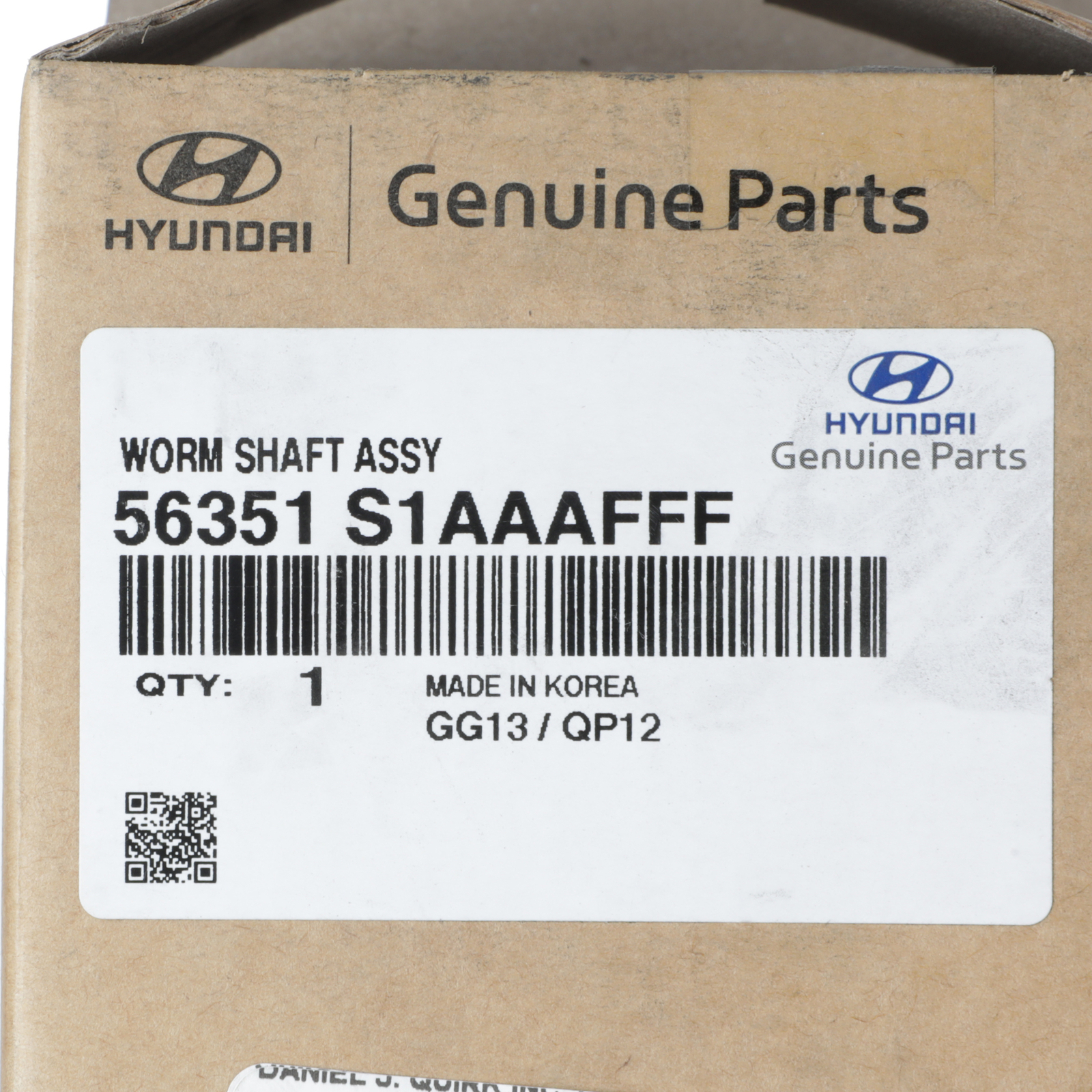 Genuine Hyundai Worm Shaft Assembly 56351S1AAAFFF eBay