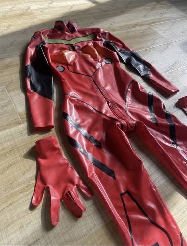 1284 Latex Gummi EVA 02 Asuka Langley cosplay Catsuit gloves customized 0.4mm - 第 1/5 張圖片