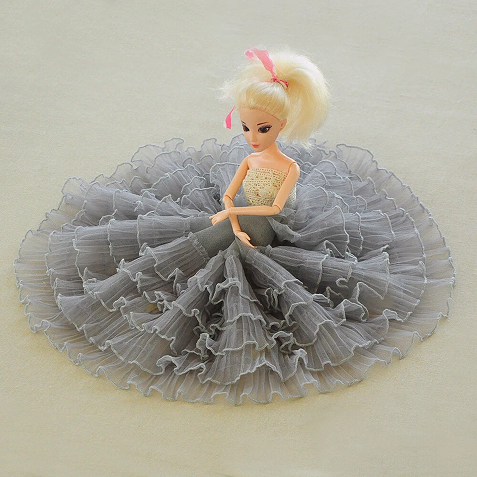 1Y 5 Layers Lace Trim Ruffles Edging Pleated Mesh Wedding Dress Clothing Sewing - Image 3 of 4