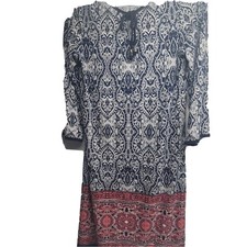 Sandra Darren Sheath Dress Key Hole Tassel Tie 3/4 Sleeve Size Large 