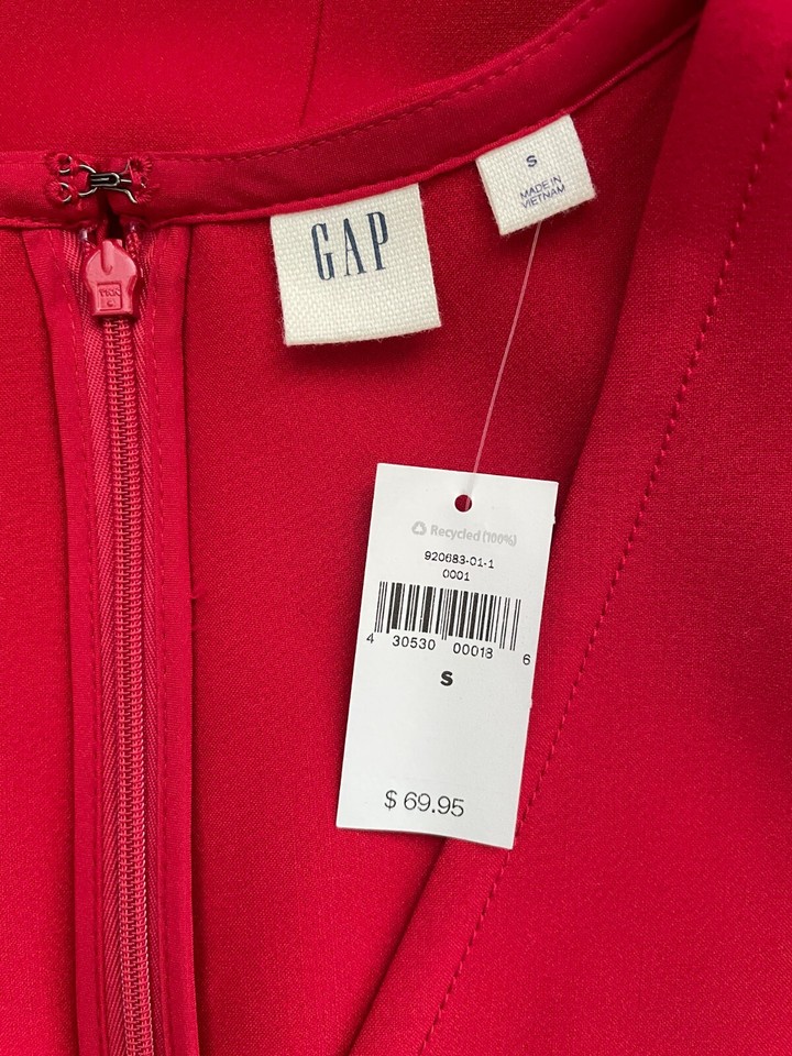 GAP women's size S NWT red crepe vneck shift dress FeStiVE eBay
