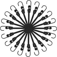 Small Bungee Cords with Hooks 6 or 10 Inch Mini Black Bungee Cords, 10 Pcs