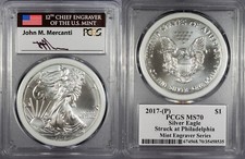 2017-(p) Silver Eagle Mint Engraver Series; Mercanti Pcgs Ms-70 #us96891