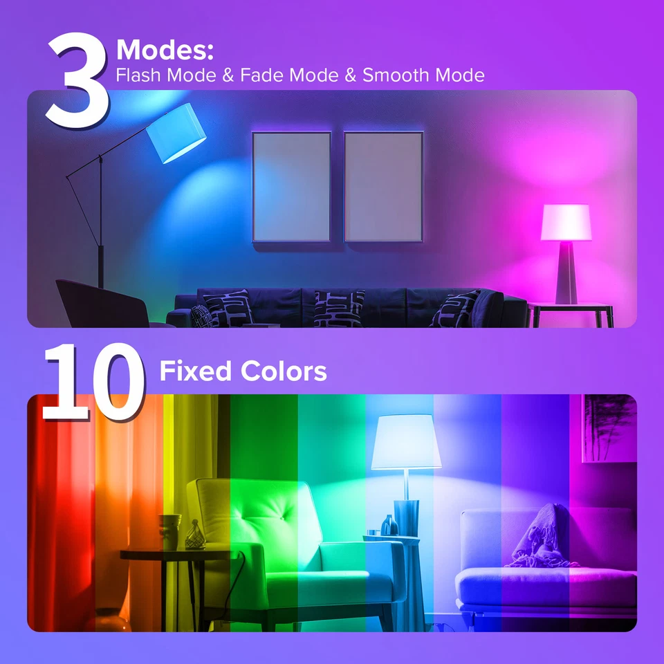 SANSI RGB LED Light Bulb 4000LM 40W(260W Equivalent) Dimmable with Timing Remote - Image 3 of 4