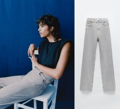 ZARA ZW PREMIUM 90S WIDE LEG SMOKY JEANS 42 NEU lyocell grau grey trousers pants
