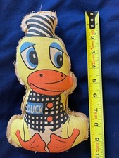 Vintage printed stuffed toy duck, nearly unlovable