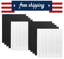 Replacement 2 HEPA + 8 Carbon Filter Set For Coway Airmega 200m & AP1512HH