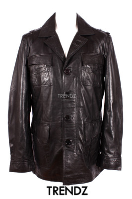 Men's SAHARA BLACK New Classic Safari Style Real Washed Lambskin Leather Jacket