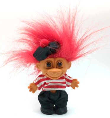 Russ Troll FRANCE Around The World Doll 5  Tall Red Hair And Beret Vintage