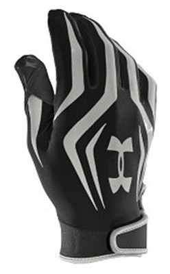 Under Armour F1 Football Gloves,  XL, XXL, Black-Grey