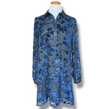 Alice + Olivia Fatima Velvet Collared Embroidered Chiffon Mini Shift Dress