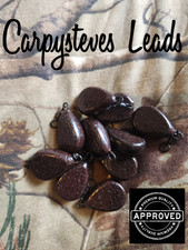 10 x Carpysteves 1.5oz Flat Pear Brown Camo Smooth Carp Leads