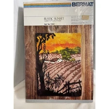 NEW Vintage 1980 Bernat Latch Hook Rug Kit "Rustic Sunset" 27x39 - T3931