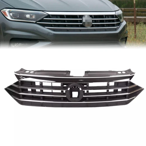 Front Bumper Upper Grille Grill W/Chrome Trim For 2019 2020 Volkswagen Jetta MK7 - Picture 4 of 15