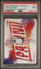 2024 PANINI NSCC VIP GOLD COLOR BLAST HAWKEYES #CC CAITLIN CLARK 22/44 RC PSA 9