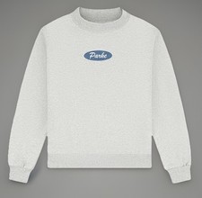 Parke Womens Sweatshirt Classic Grey Size L/XL Fleece Signature Patch Mockneck