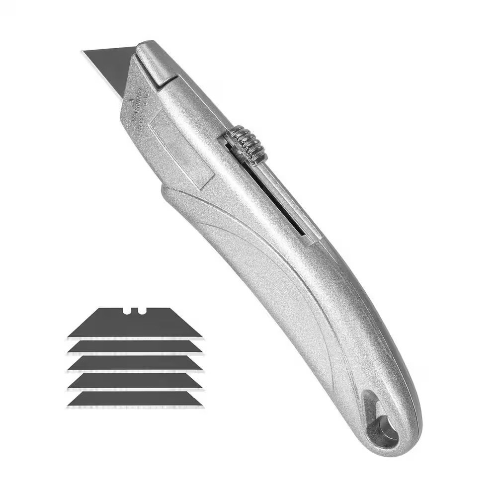 2-Pack Utility Knife, Retractable Box Cutter with Aluminum Alloy Case, SK5 Blade