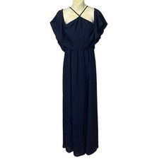 NEW Show Me Your MuMu Dark Blue Halter Maxi Off Shoulder Gown Size XXS wedding