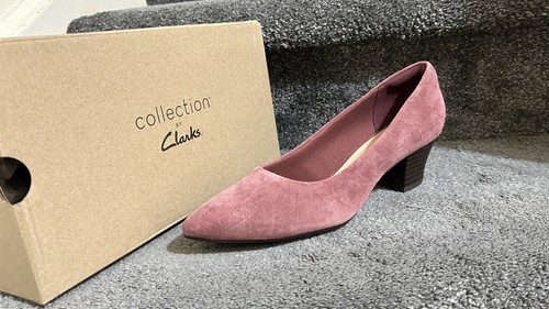 NUEVOS ZAPATOS CLARKS CUERO GAMUZA CONFORT TACÓN MEDIO BAJO INTELIGENTES PUNTIAGUDOS PARA MUJER UK 5 38 - Imagen 10 de 10