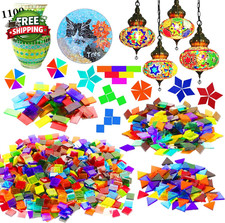 1100 Pcs Mosaic Tiles, Glass Mosaic Tiles for Crafts Bulk, Stained Mosaic