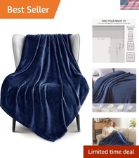Stylish Navy Blue Fleece Throw Blanket - Cozy Comfort for Indoor Outdoor
