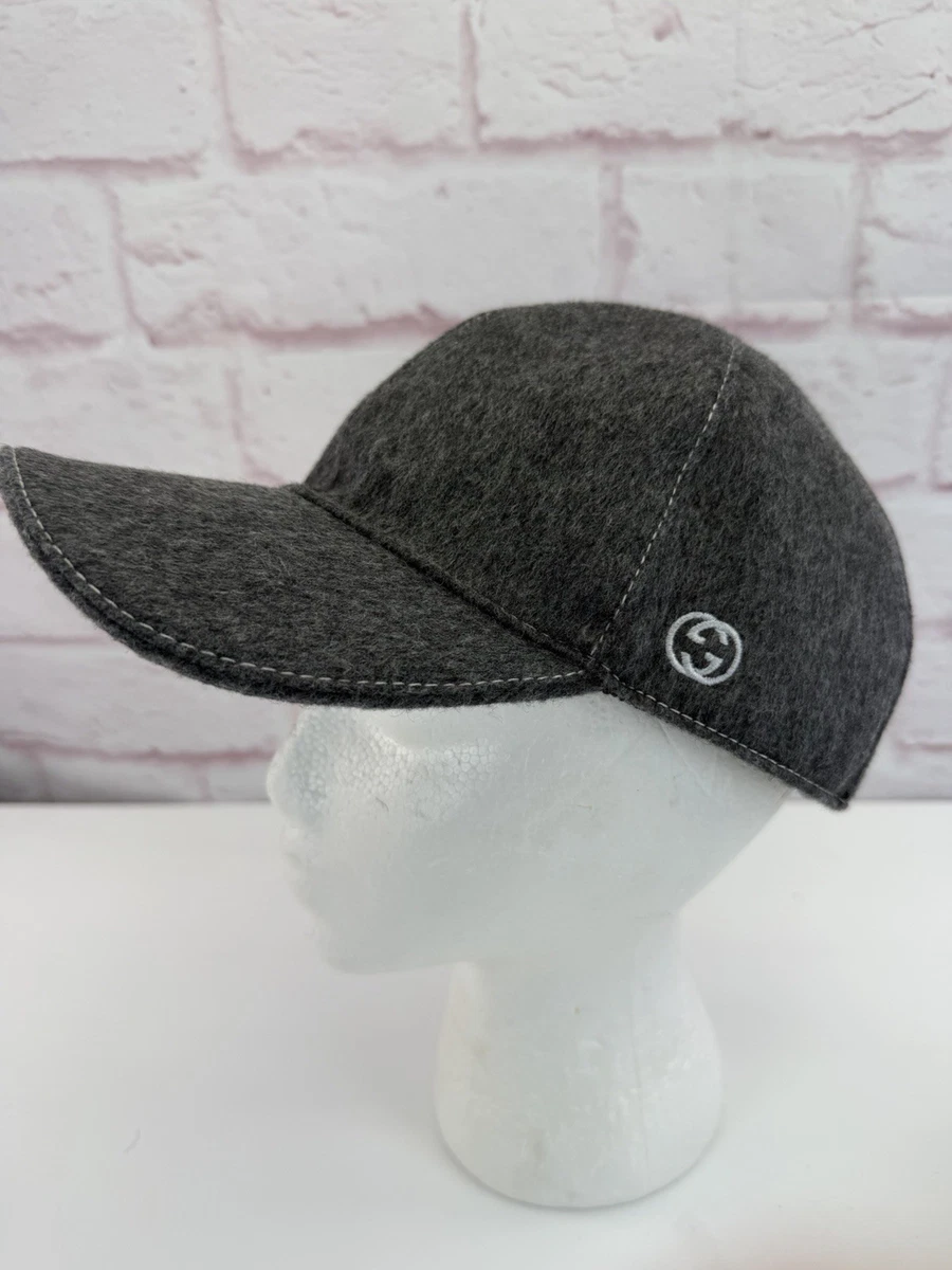 Gucci Charcoal GG Wool Logo Baseball Cap Gucci Covered Wool GG Monogram Baseball Hat L Grey Dark Grey  main image 4