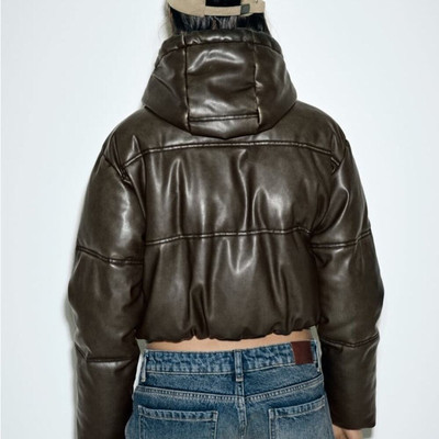 ZARA FAUX LEATHER CROPPED PUFFER ANORAK | eBay