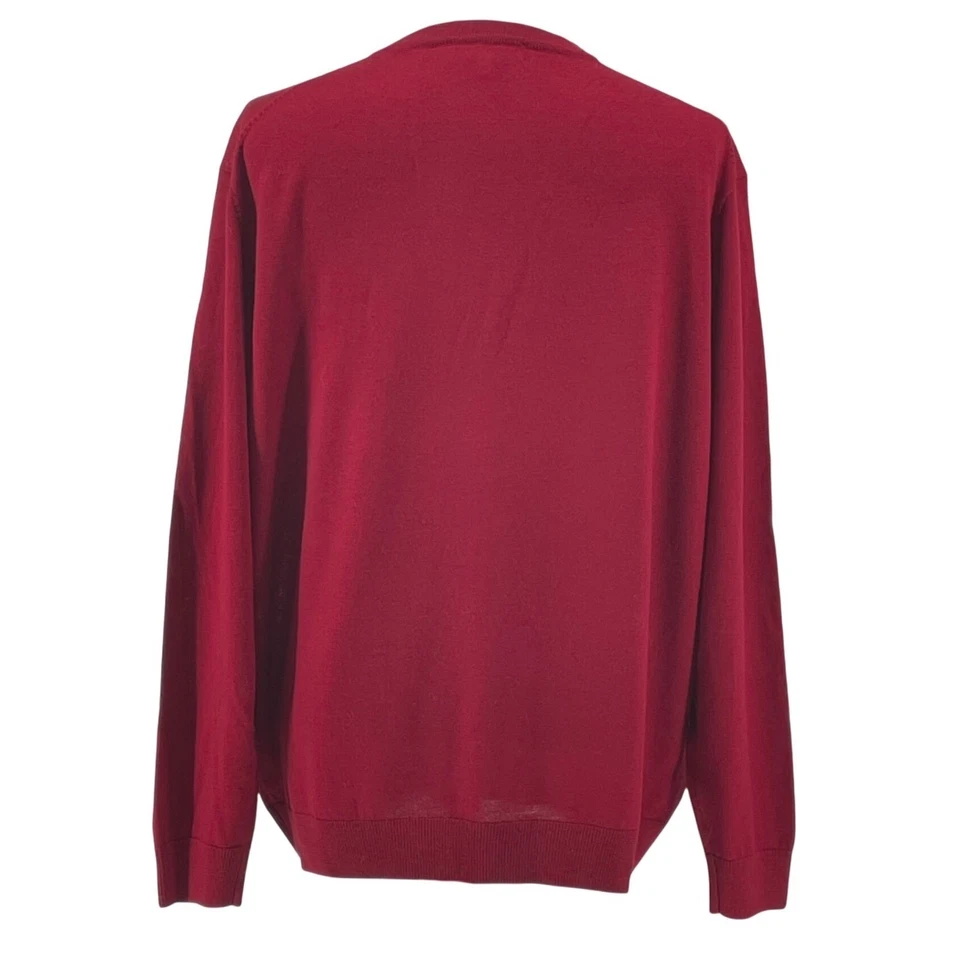 NWT Turnbury Red V Neck Extra Fine Merino Wool Men's Sweater XL Luxurious Soft - Image 3 of 4