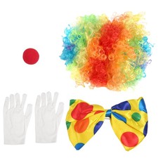 Clown Costume Clown Wig Clown Nose Accessories Bow Tie White Gloves for9480