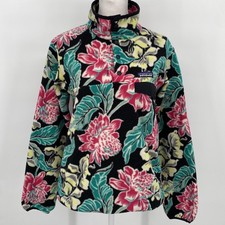 Patagonia Synchilla Snap-T Fleece Pullover Womens Small Manoa Black Floral RARE