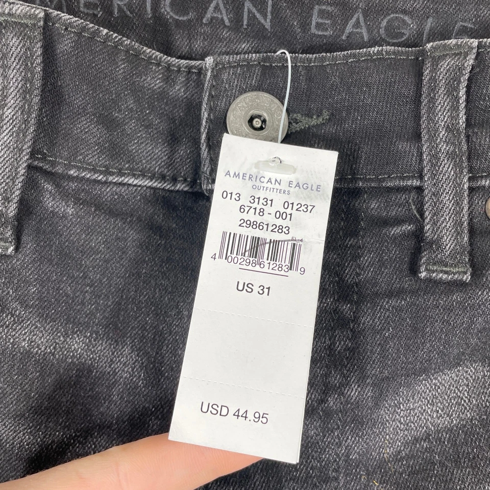 American Eagle Flex Cutoff Denim Shorts Men's 31 Black Distressed Raw Hem NWT - Image 3 of 4