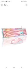 Gaming Keyboard and Mouse Combo, K1 RGB LED Backlit Keyboard with 104 Keys Pink