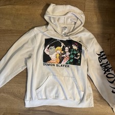 Demon Slayer OL Character Graphic Hoodie Womens Size XL Cream Pullover